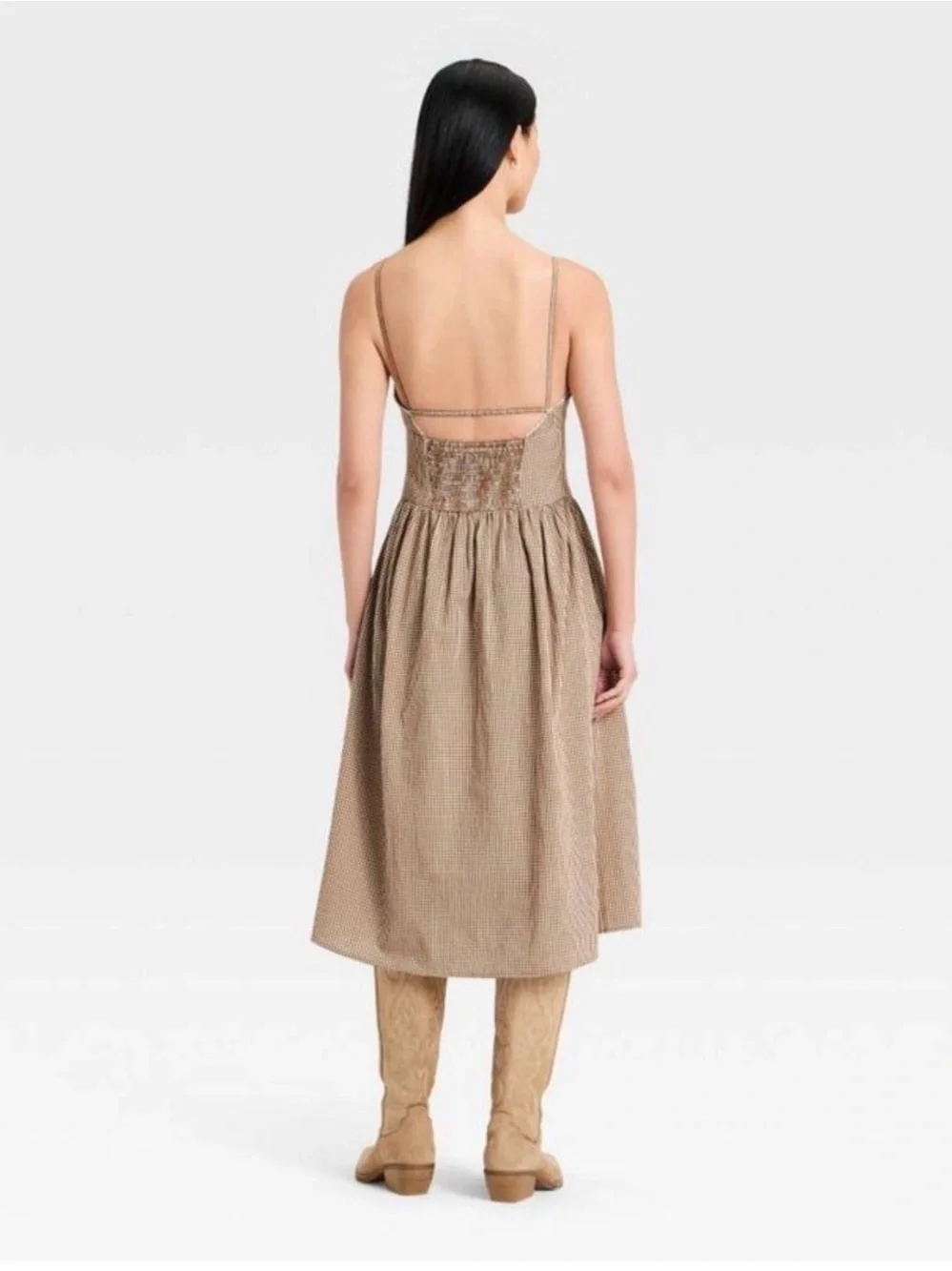 NWT A New Day Brown Gingham Dress